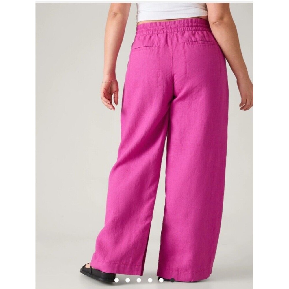 Athleta Retreat Wide Leg Linen Pants Pink Travel Women’s Size 3X NWT’s - Picture 2 of 15